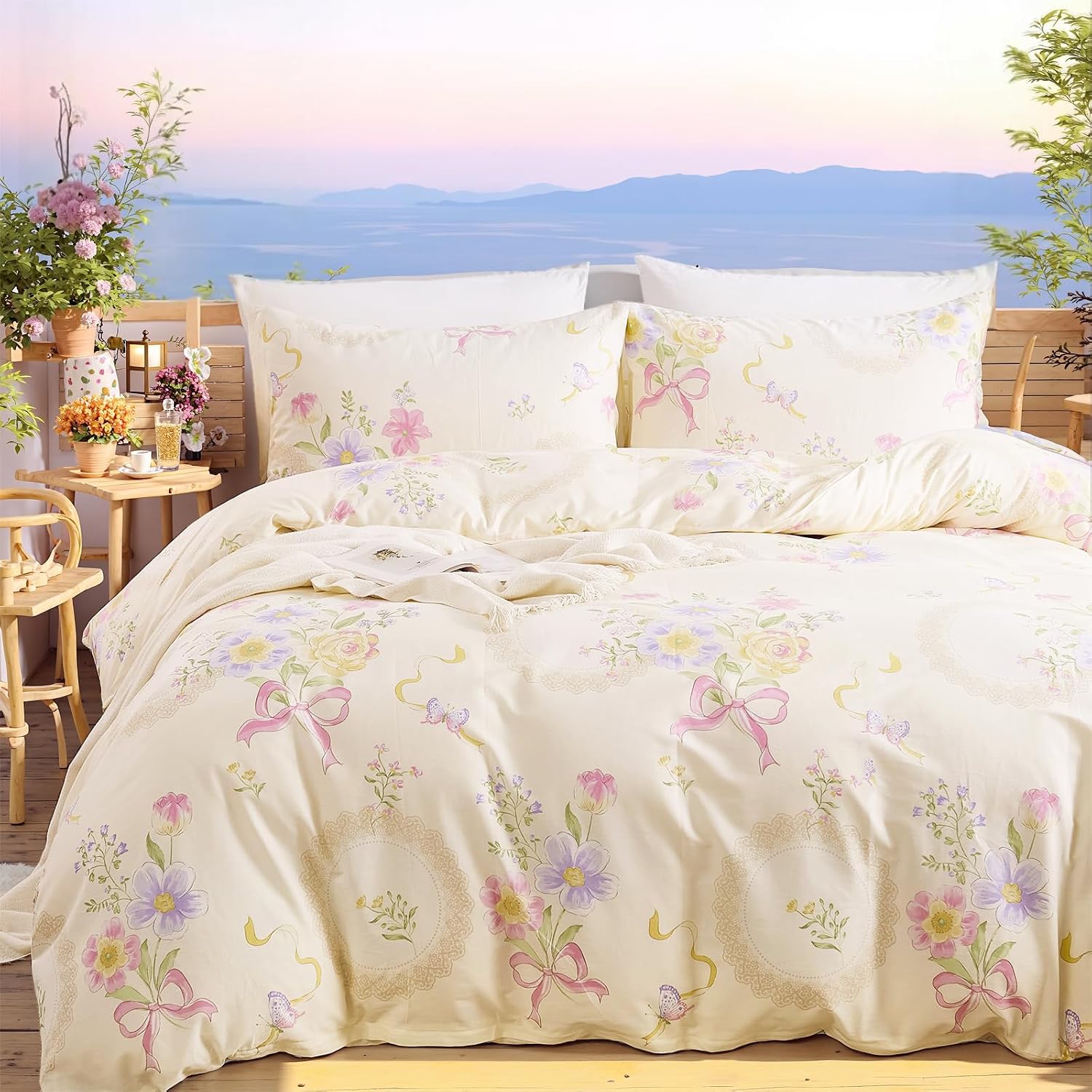 Aesthetic Floral Duvet Cover - 플로럴 패턴의 퀸/킹 사이즈 이불 커버