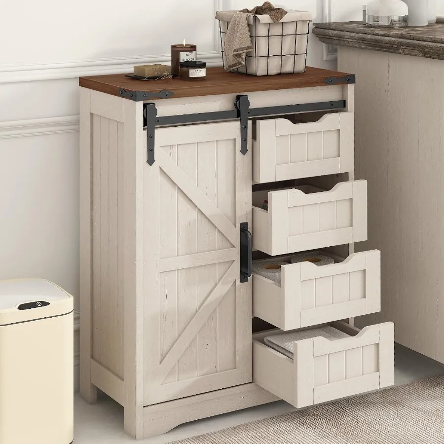 Storage & Organization - 4개의 서랍과 슬라이딩 도어가 있는 농가