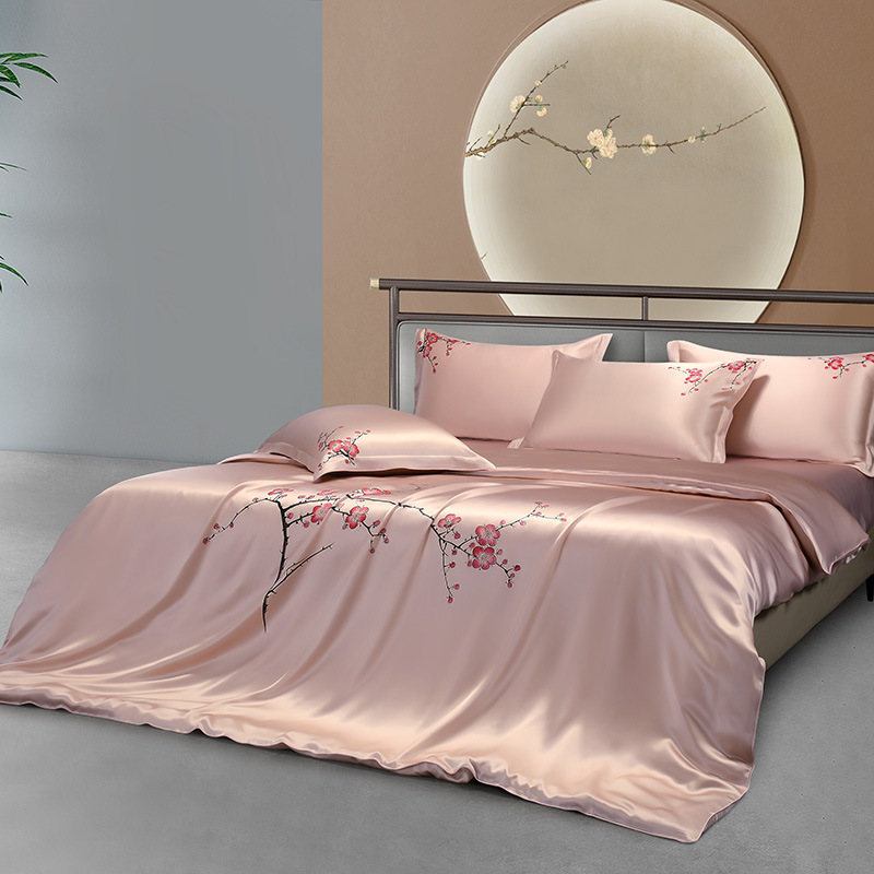 Aesthetic Floral Duvet Cover - 뽕나무 실크 꽃 침구 세트, 럭셔리