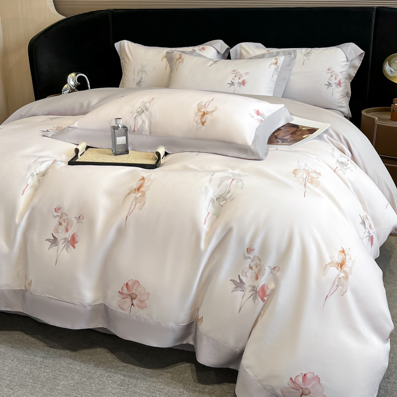Aesthetic Floral Duvet Cover - 꽃무늬 프린팅 침구 세트 고급 라이오셀