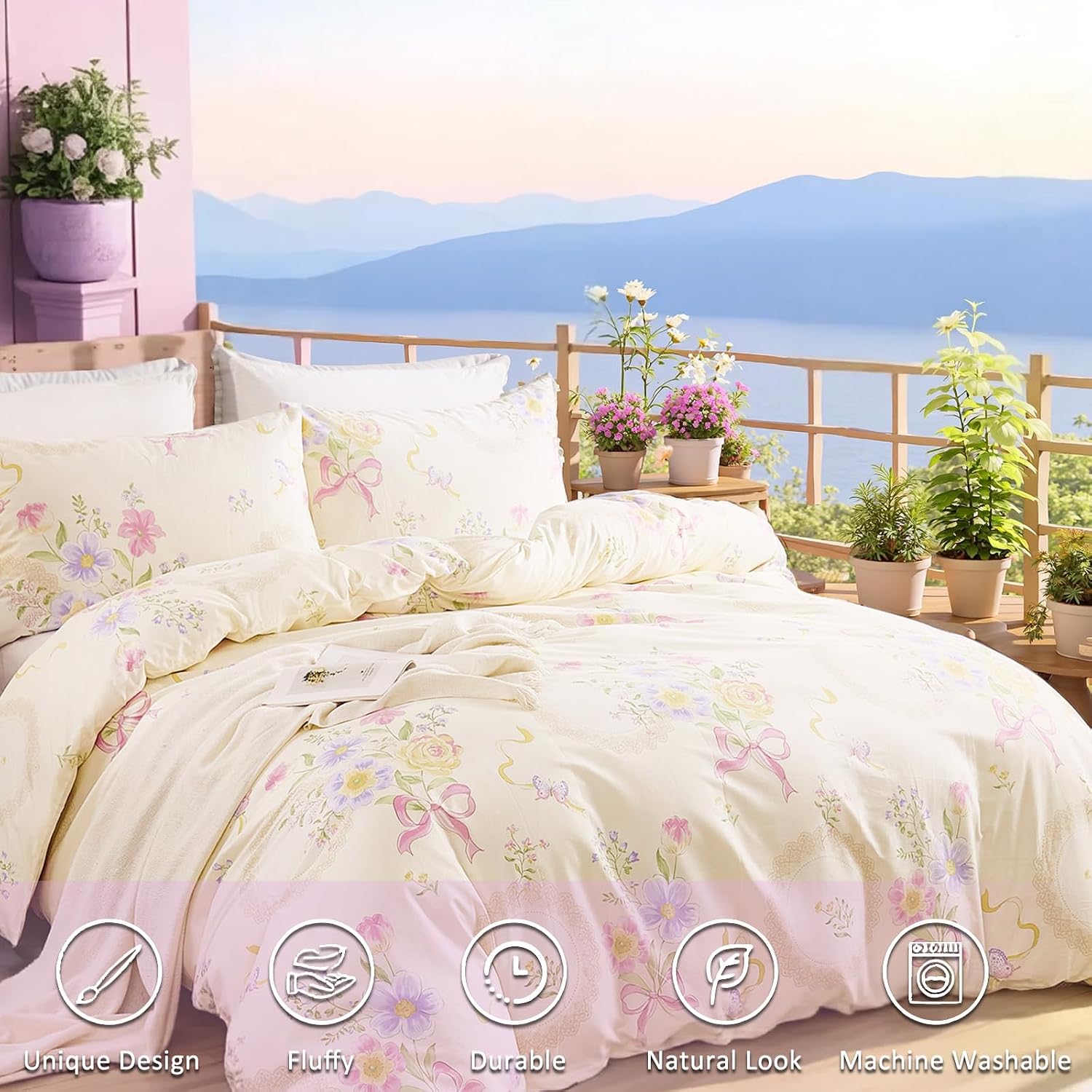 플로럴 패턴의 퀸/킹 사이즈 이불 커버 세트 - 100 - Aesthetic Floral Duvet Cover 리뷰 및 가격