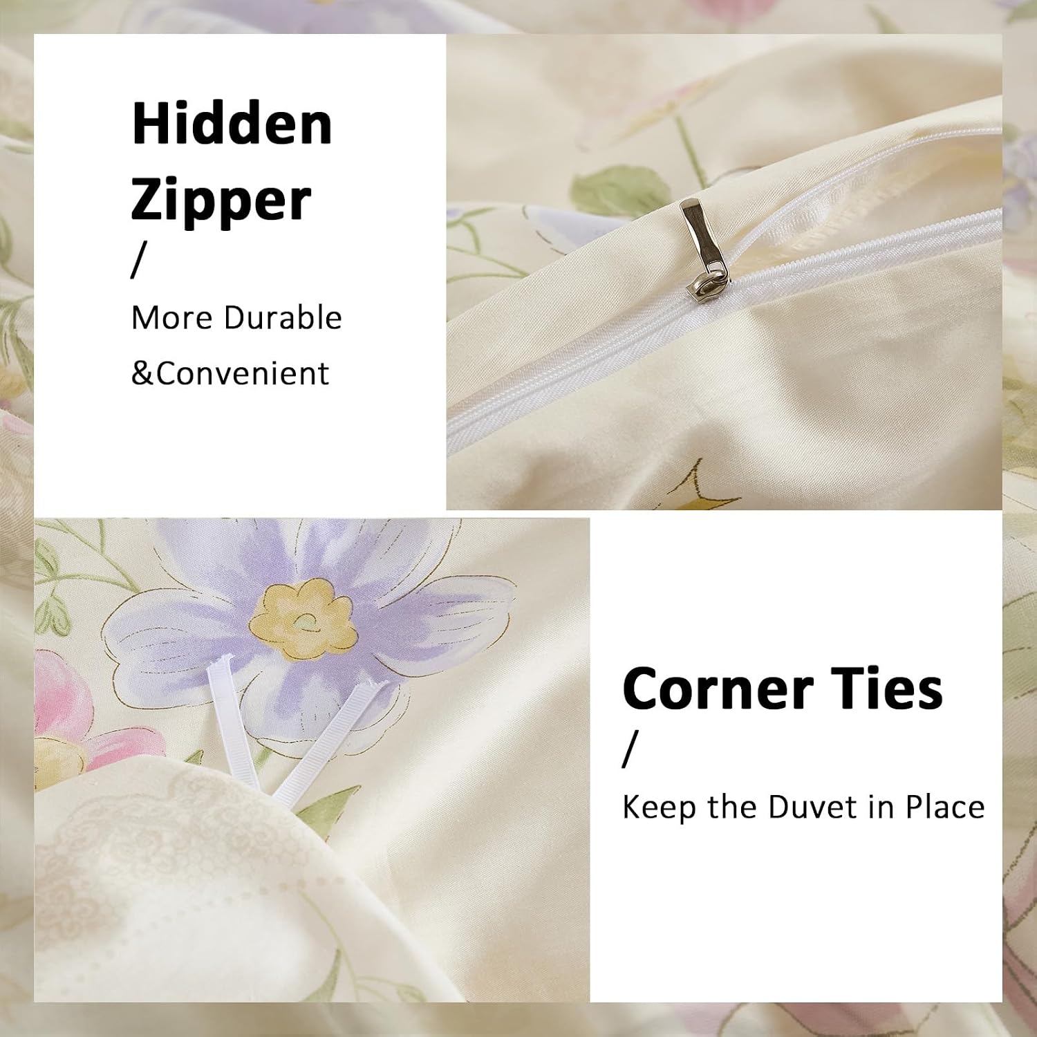 플로럴 패턴의 퀸/킹 사이즈 이불 커버 세트 - 100 - Aesthetic Floral Duvet Cover 리뷰 및 가격
