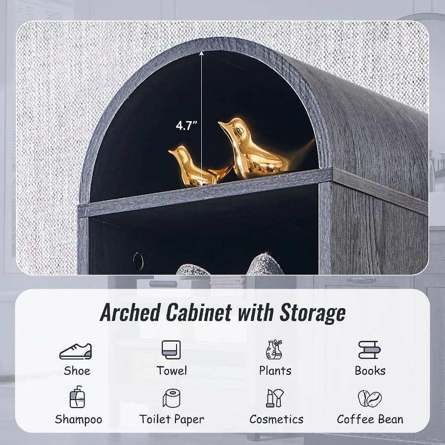 높이 67인치의 아치형 욕실 수납장, 8단으로 구성된  - Storage & Organization 리뷰 및 가격