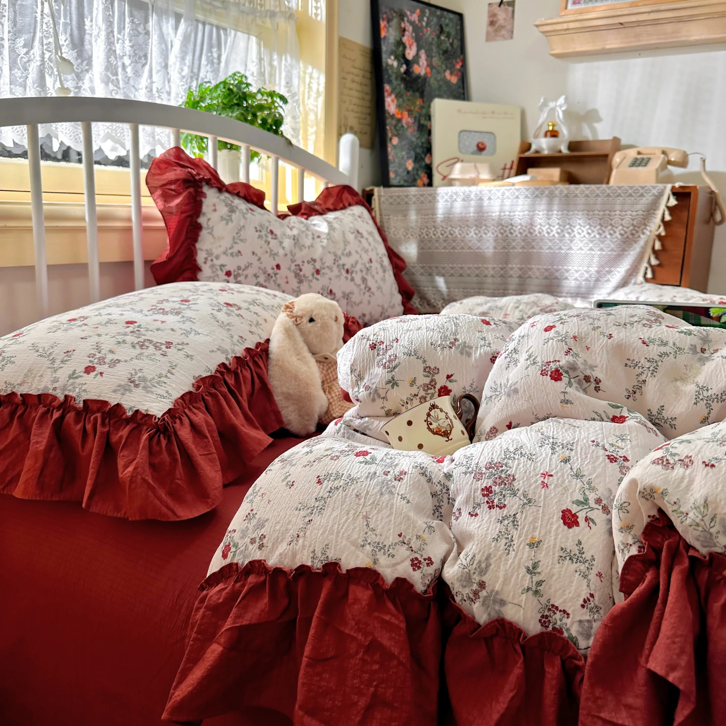 프랑스풍 빈티지 스타일 침구 세트, 시골풍 플로럴 프린 - Aesthetic Floral Duvet Cover 리뷰 및 가격