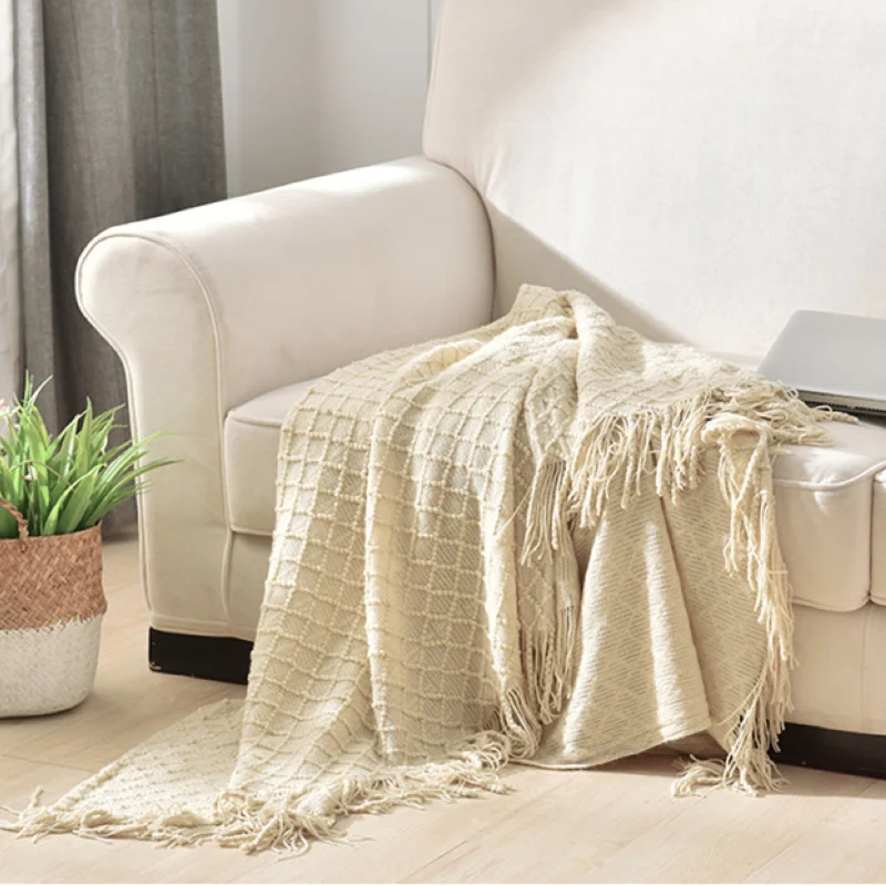 머스타드 옐로우 색상의 질감 있는 니트 소재 러그, 보 - Boho Throw Blanket Fringe 리뷰 및 가격