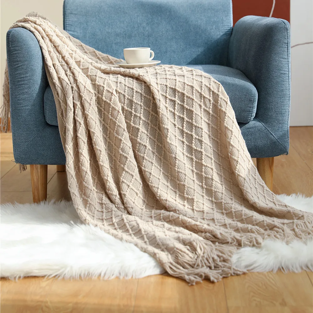 텍스타일 시티 다이아몬드 니트 소재의 술 장식 담요,  - Boho Throw Blanket Fringe 리뷰 및 가격