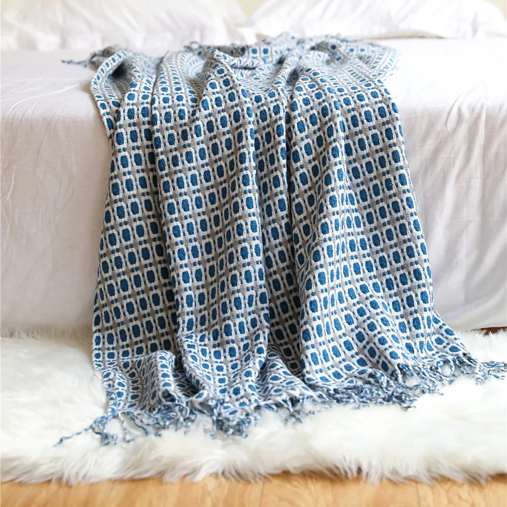 기하학적 격자무늬 자카드 직물로 짠 담요, 보헤미안 스 - Boho Throw Blanket Fringe 리뷰 및 가격