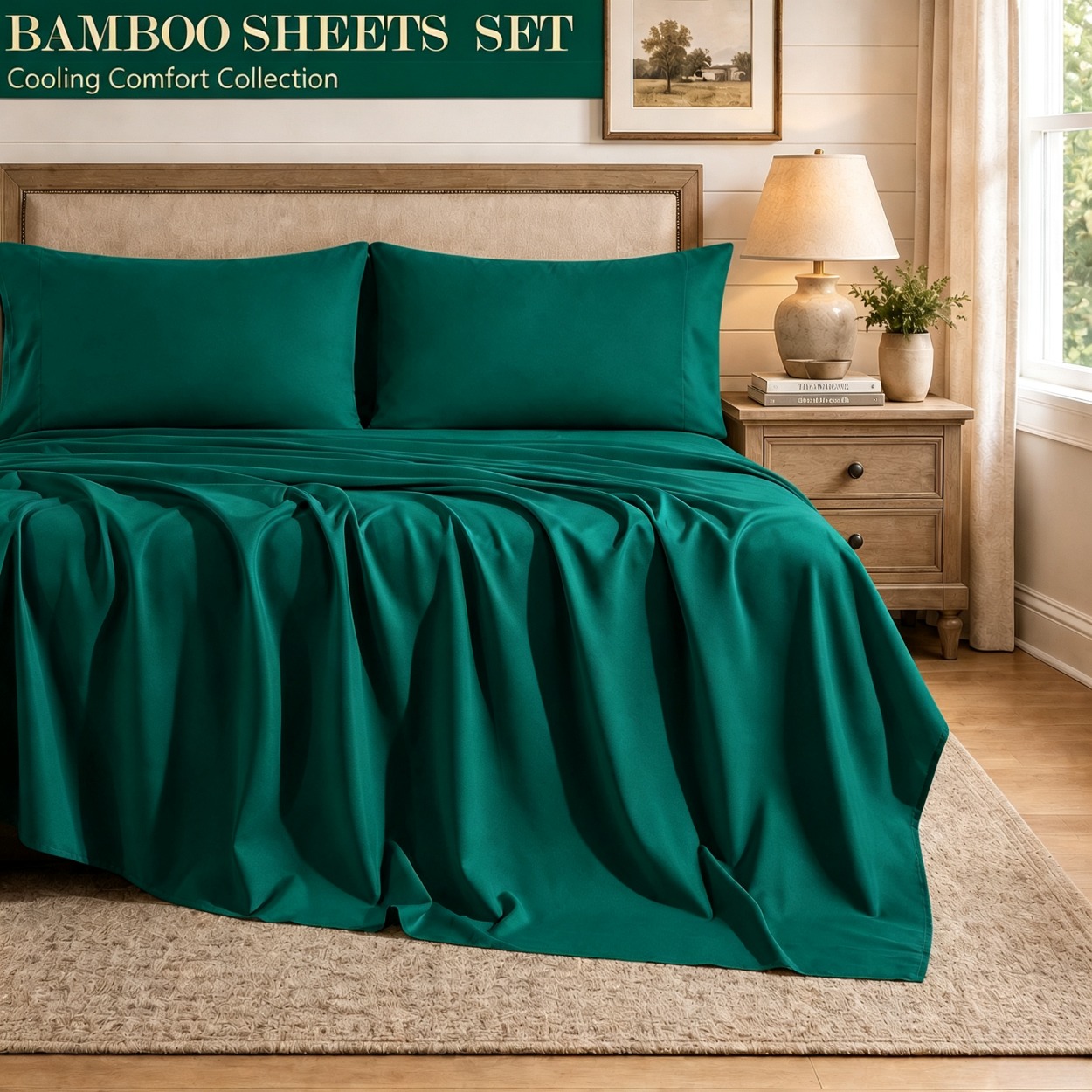 3/4개 세트의 대나무 소재 시원한 침대 시트 세트 ( - Fitted Bed Sheets Deep Pocket 리뷰 및 가격