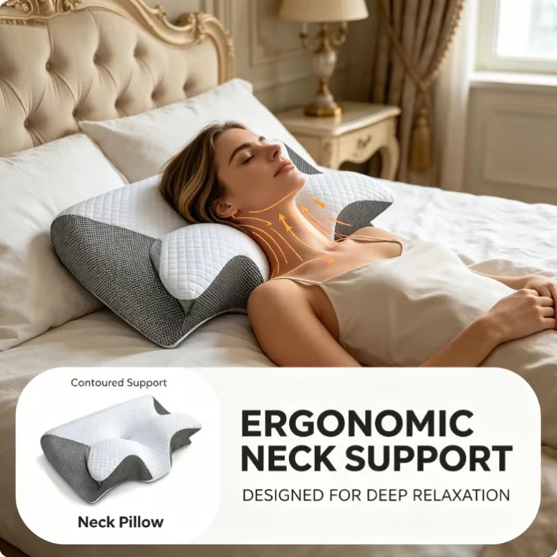 통기성이 좋은 인체공학적 디자인의 메모리폼 목 베개로, - Memory Foam Orthopedic Pillow Neck Pain 리뷰 및 가격