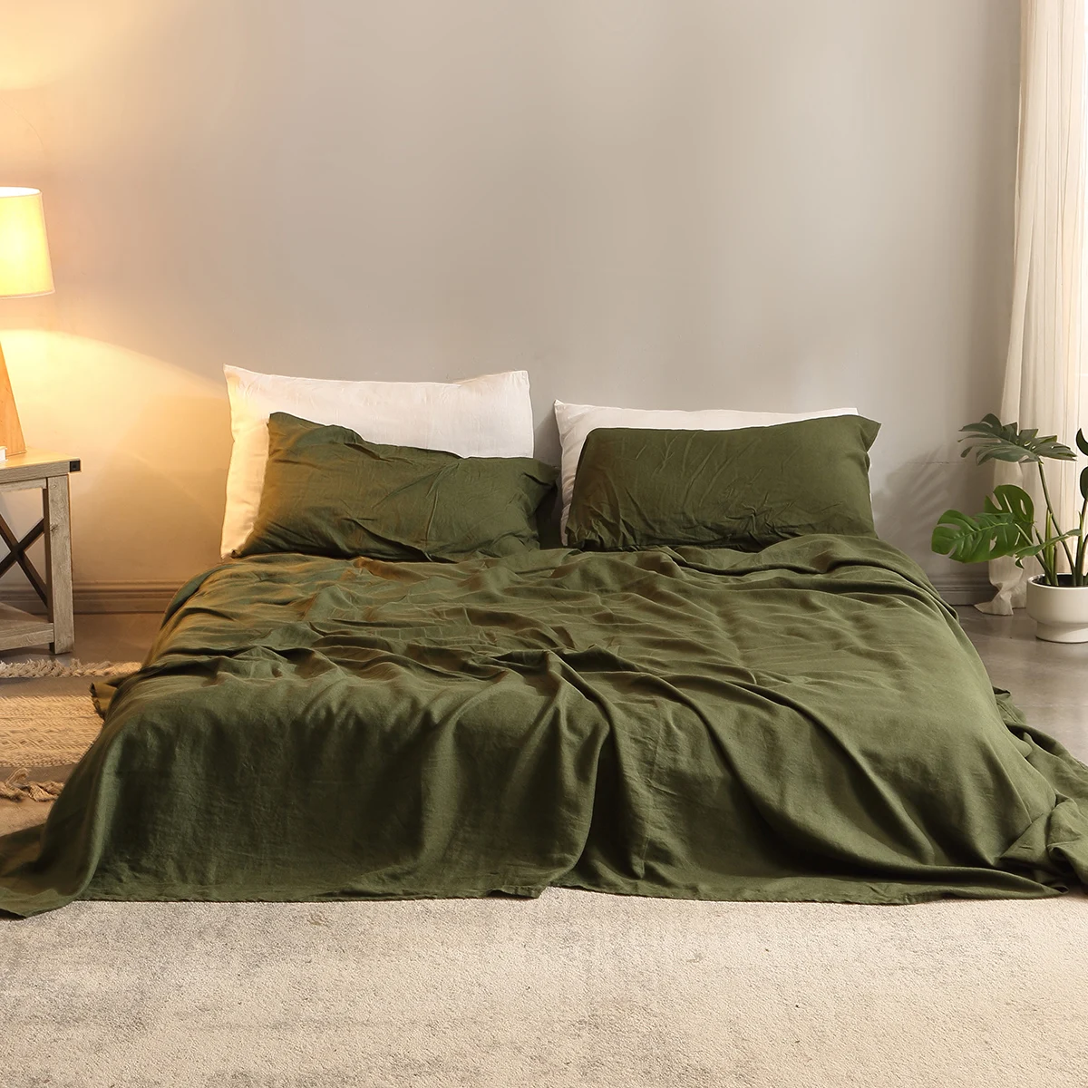100% 순수 린넨 침대 시트 세트, 1 플랫 시트,  - Fitted Bed Sheets Deep Pocket 리뷰 및 가격