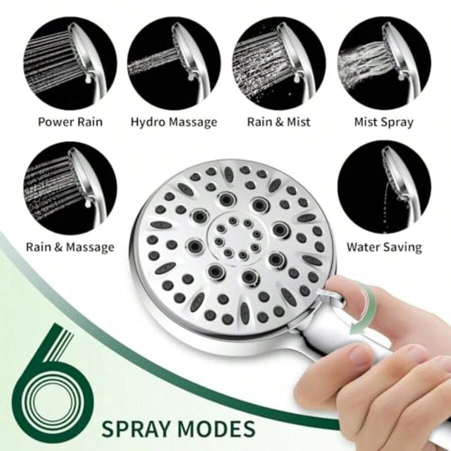 6가지 분사 모드를 지원하는 휴대용 샤워 헤드, 59인 - High Pressure Shower Head Handheld 리뷰 및 가격