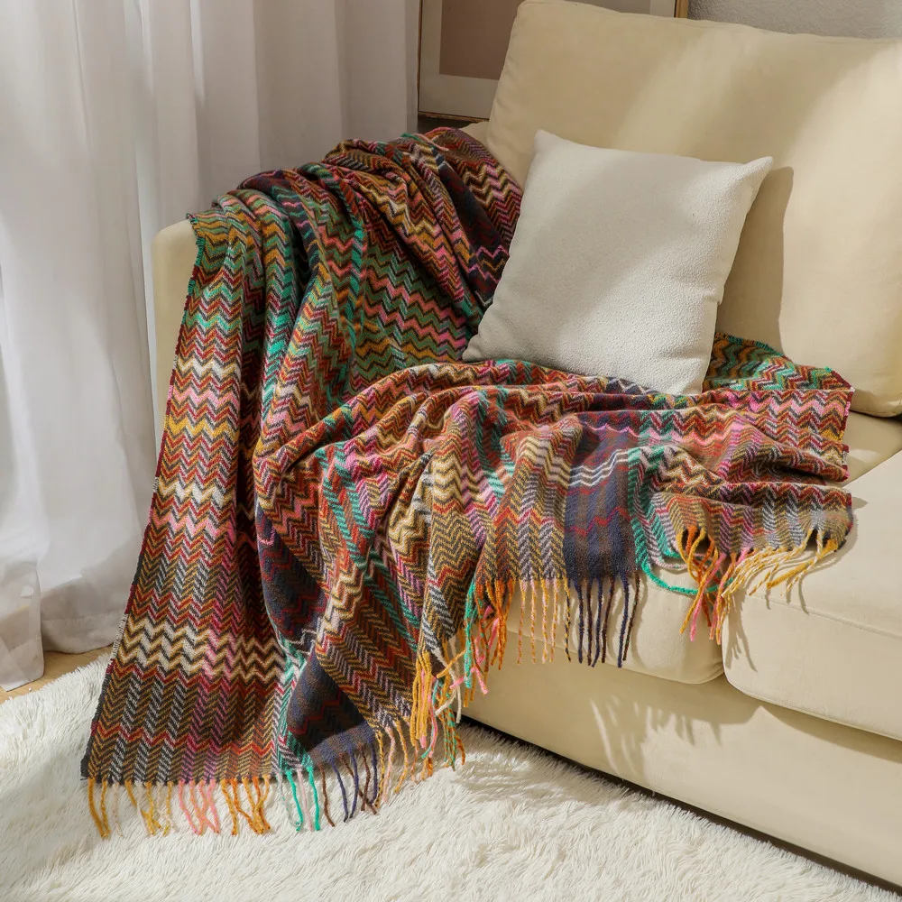 보헤미안 스타일의 물결무늬 담요, 술 장식, 빈티지한  - Boho Throw Blanket Fringe 리뷰 및 가격