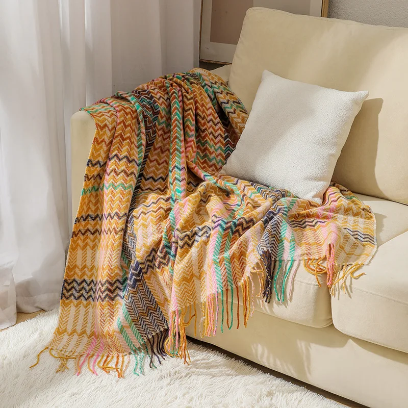 보헤미안 스타일의 물결무늬 담요, 술 장식, 빈티지한  - Boho Throw Blanket Fringe 리뷰 및 가격