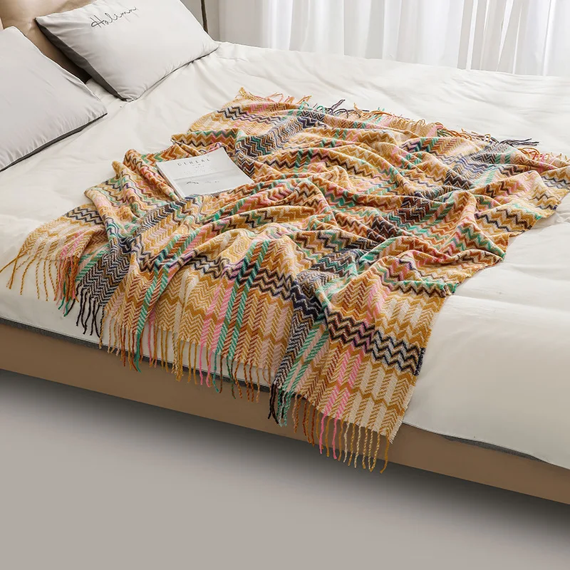 보헤미안 스타일의 물결무늬 담요, 술 장식, 빈티지한  - Boho Throw Blanket Fringe 리뷰 및 가격